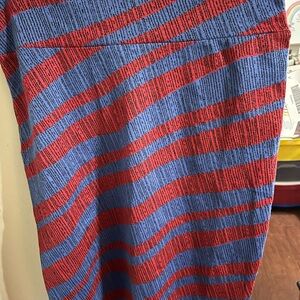 LuLaRoe Vibrant Red and Blue Striped Skirt